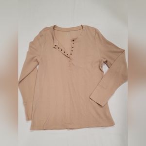 Aerie XL Thermal Long Sleeve Henley Nude